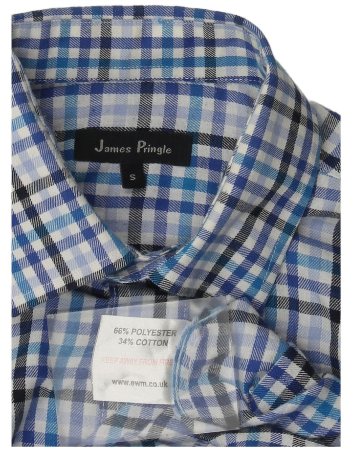 Camisa de franela para hombre James Pringle Poliéster a cuadros azules pequeños