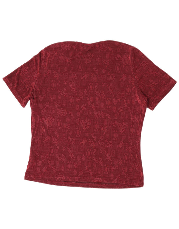 Marks & Spencer Camiseta para mujer Top UK 44 Large Acetato floral burdeos