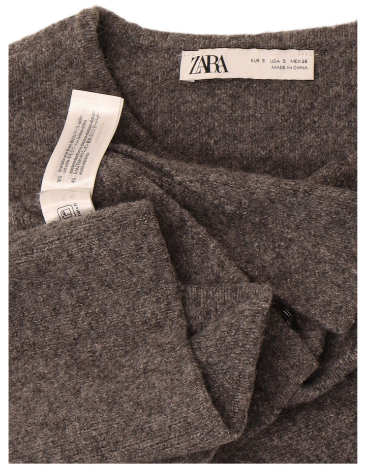 Zara Mujer Chaleco Tank Top UK 10 Small Gris Lana