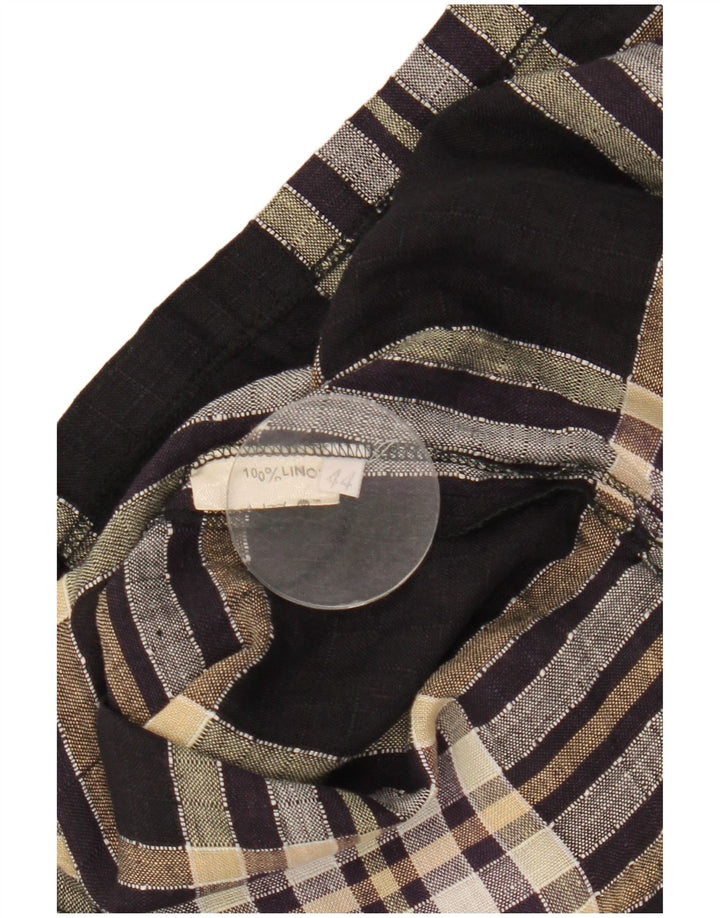 Vintage mujer 1 botón manga corta Blazer chaqueta IT 44 cuadros negros medianos