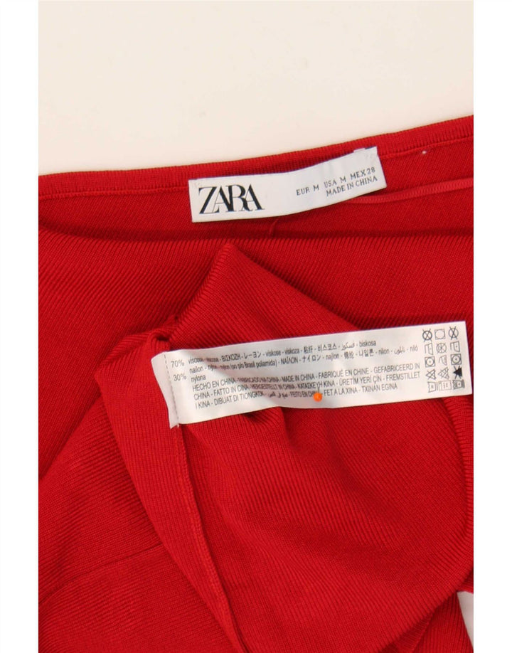 Zara Top Corto De Un Hombro Para Mujer UK 42 Viscosa Roja Mediana