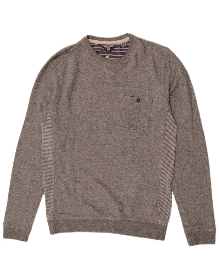 Ted Baker - Sudadera para hombre, talla 2, tamaño pequeño, algodón moteado gris