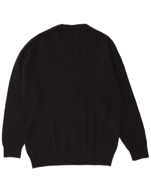 Marks & Spencer - Jersey de cuello redondo para hombre, talla pequeña, lana de cordero negra