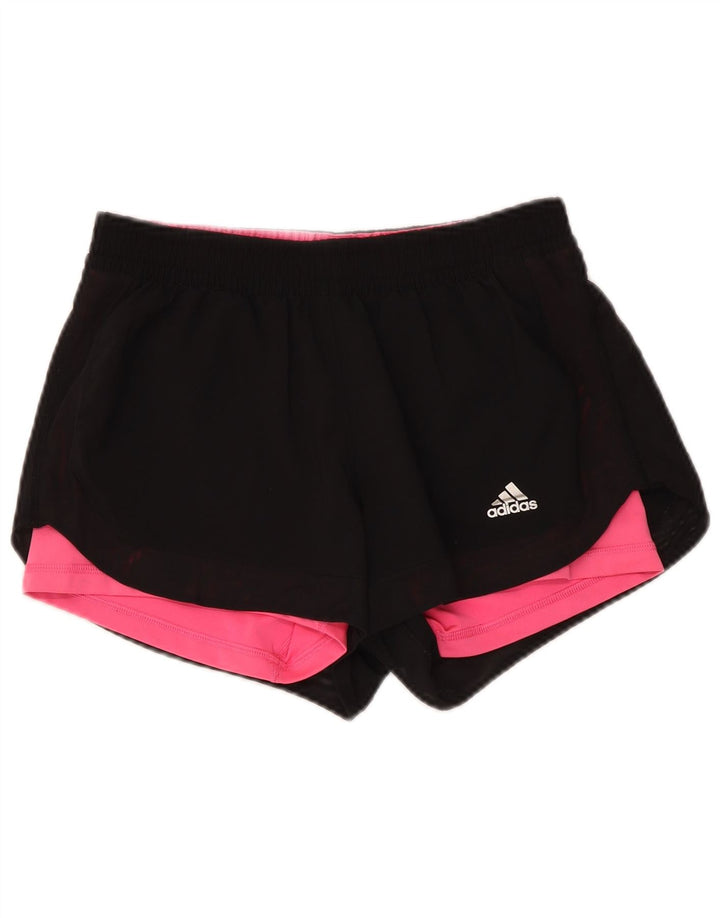 Adidas Mujer Climalite Sport Shorts UK 8/10 Pequeño Negro Poliéster