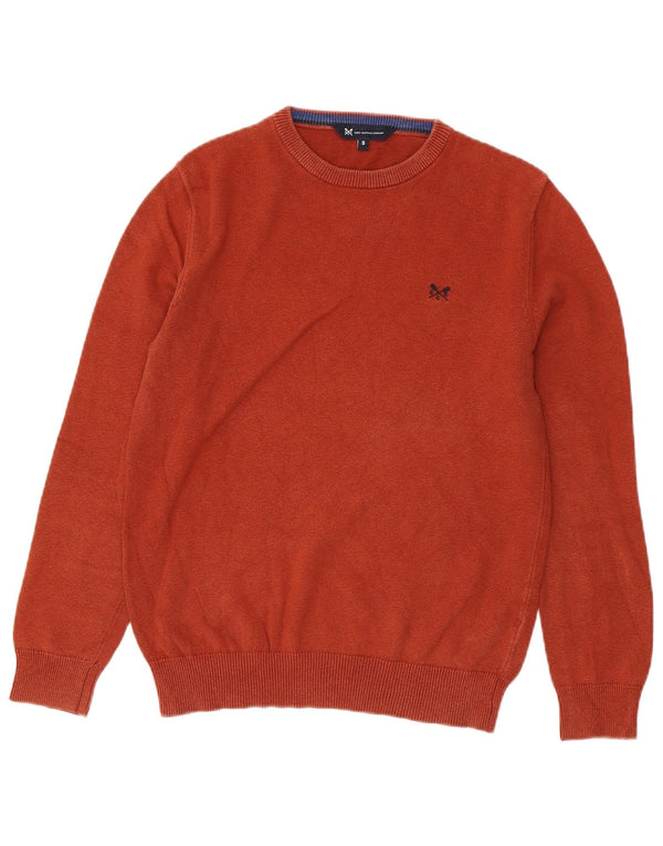 CREW CLOTHING Jersey de cuello redondo para hombre, pequeño, algodón naranja