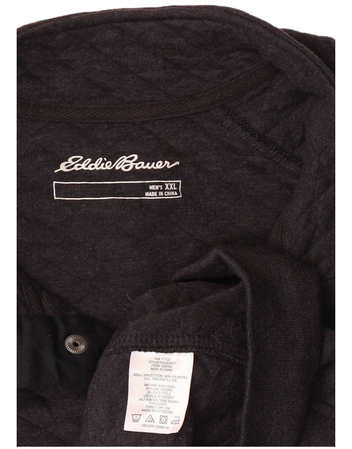 Eddie Bauer - Sudadera con cuello y botones para hombre, talla 2XL, algodón geométrico gris
