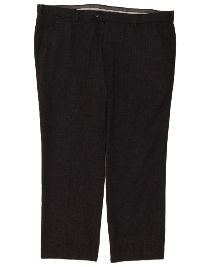 Marks & Spencer Pantalón de traje recto de corte entallado para hombre W42 L29 Cuadros grises