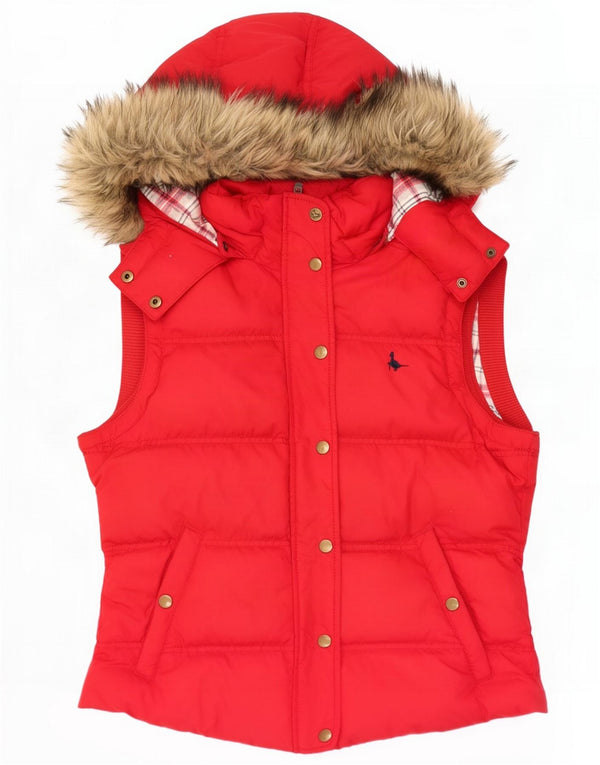 Chaleco acolchado con capucha para mujer Jack Wills UK 44 Medium Red