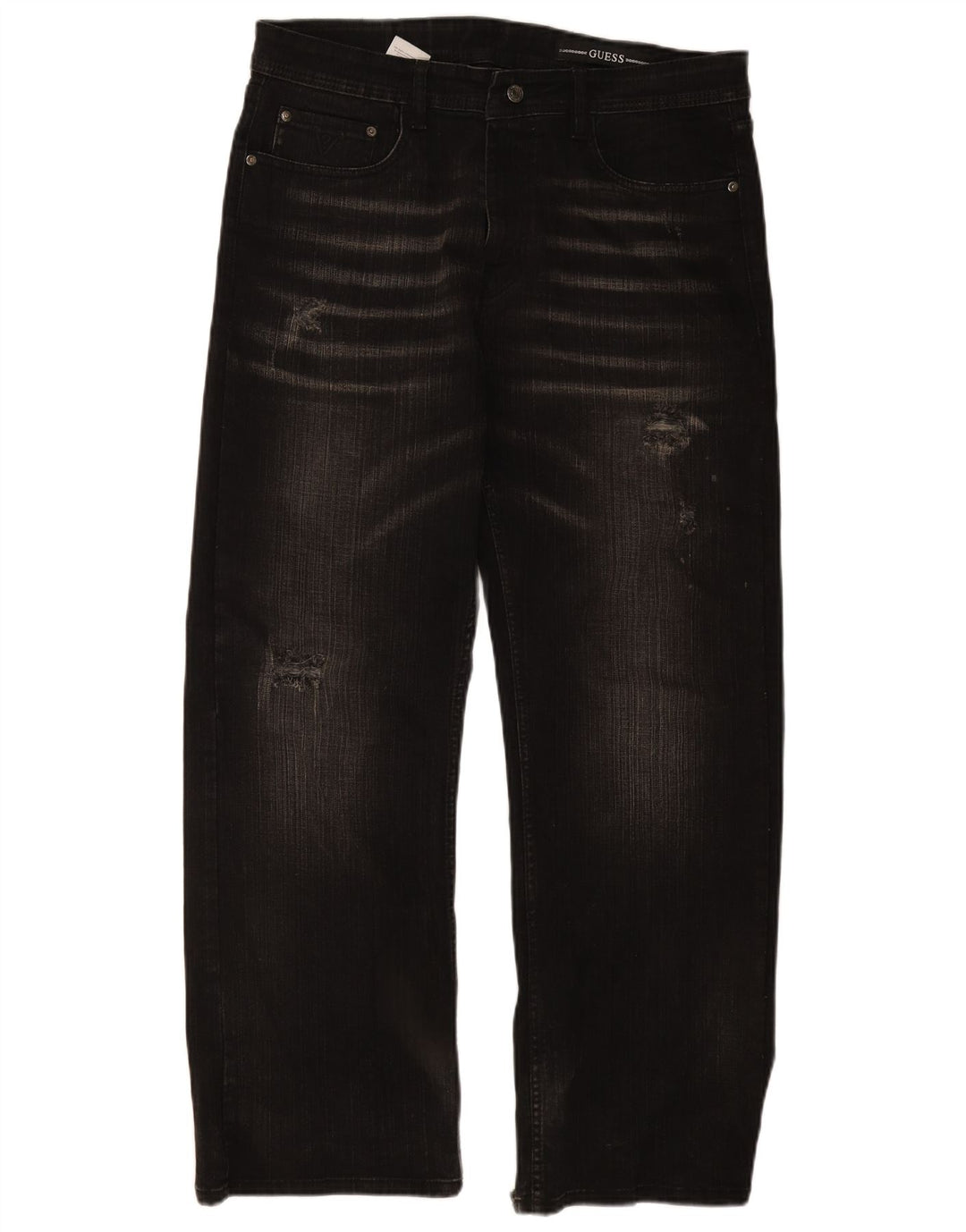 GUESS Vaqueros rectos para hombre W36 L30 Algodón negro