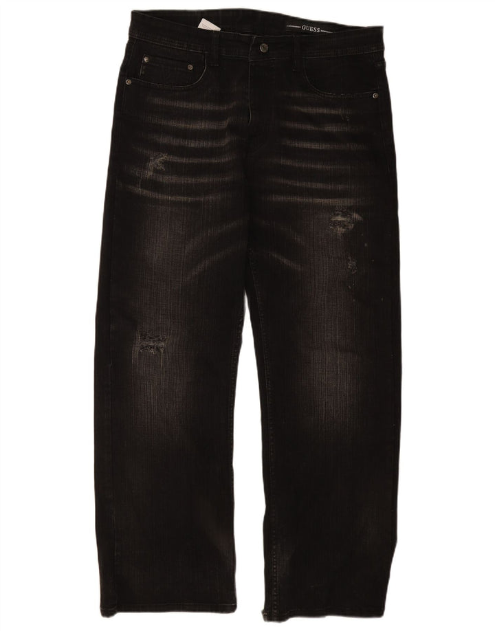 GUESS Vaqueros rectos para hombre W36 L30 Algodón negro