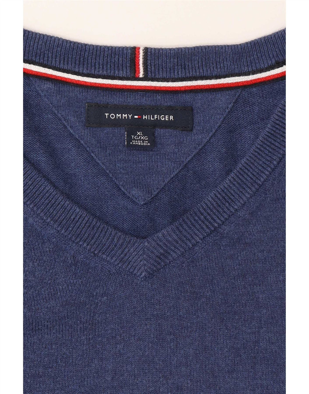 Tommy Hilfiger Jersey con Cuello en V para Hombre XL Azul Clásico