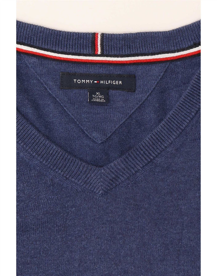 Tommy Hilfiger Jersey con Cuello en V para Hombre XL Azul Clásico