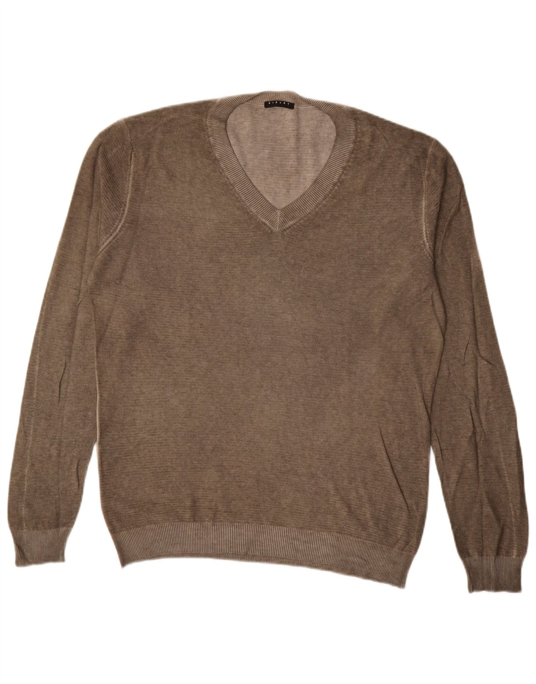 Sisley Jersey con cuello en V para hombre, talla grande, marrón