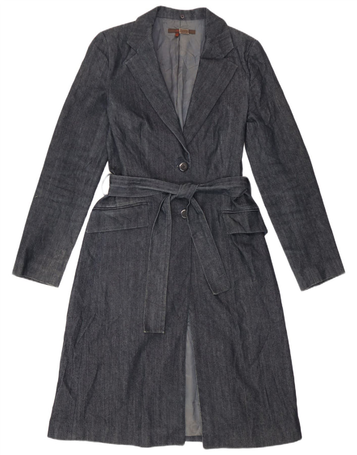 Zara Mujer Abrigo UK 12 Medio Azul Marino Algodón