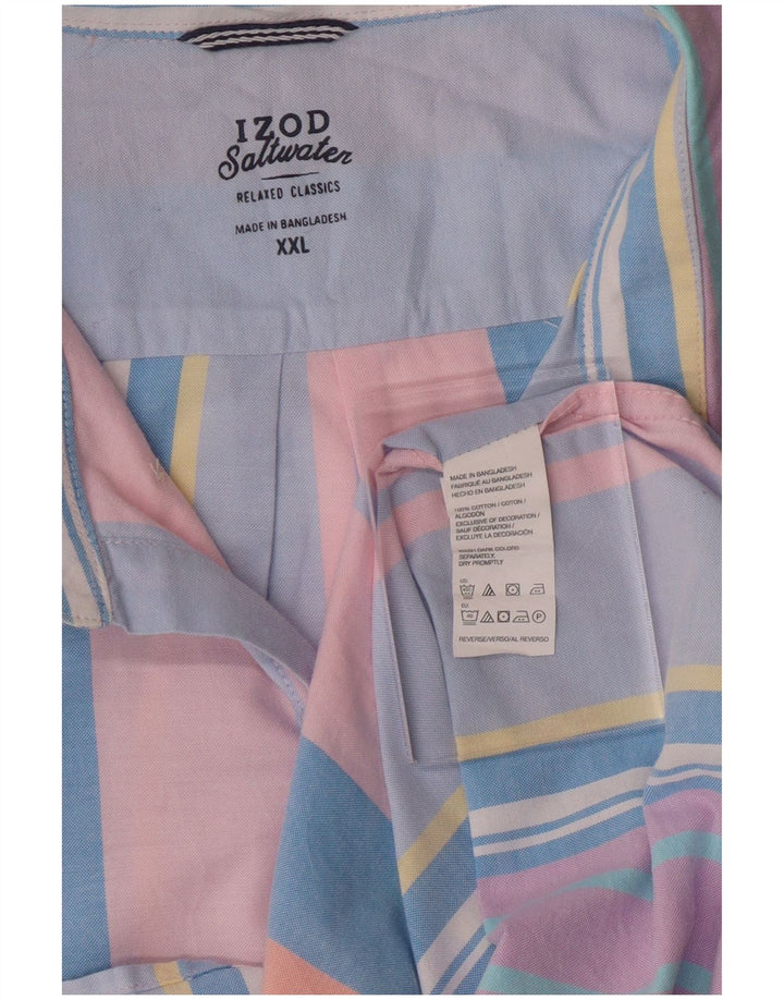 IZOD Camisa clásica relajada para hombre 2XL Algodón a rayas multicolor