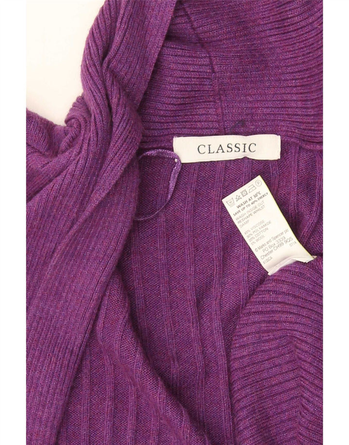 Marks & Spencer Suéter Cárdigan Abierto para Mujer UK 44 Viscosa Púrpura Mediana