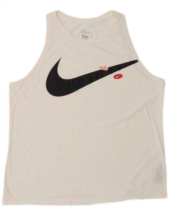 Nike Camiseta sin mangas Dri Fit Graphic para hombre Algodón blanco mediano