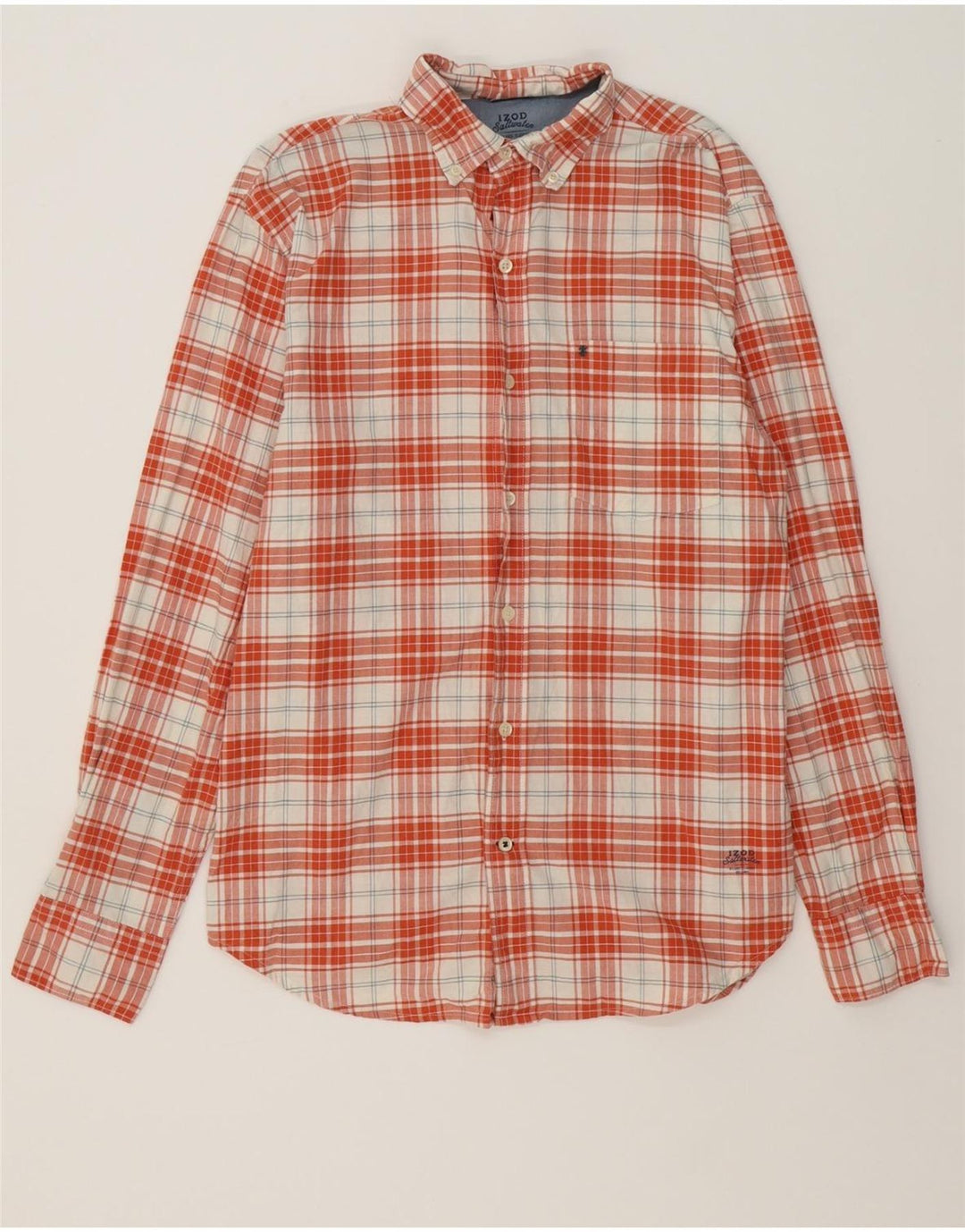 IZOD Mens Salt Water Flannel Shirt Small Orange Check Cotton Vintage Izod and Second-Hand Izod from Messina Hembry 