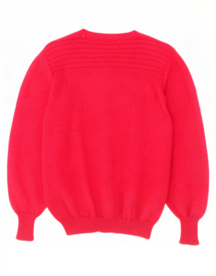 Vintage mujer oversized Cardigan suéter Reino Unido 14 medio rosa Mohair