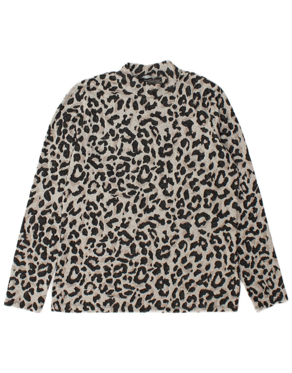 Oasis Mujer Top Manga Larga ES 44 Gris Medio Estampado Animal Poliéster