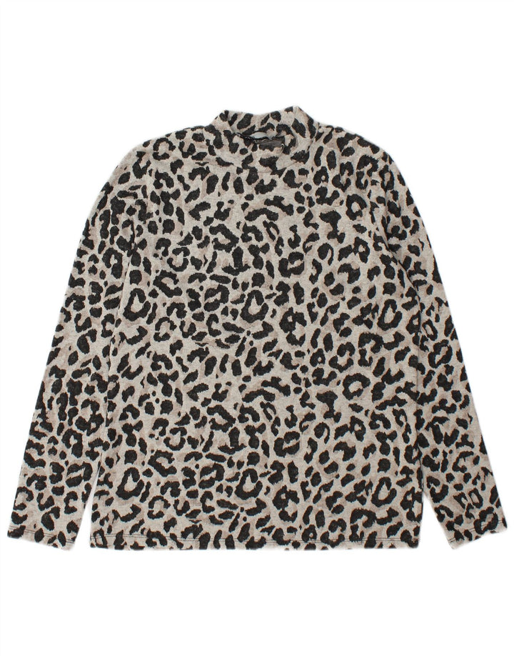 Oasis Mujer Top Manga Larga ES 44 Gris Medio Estampado Animal Poliéster