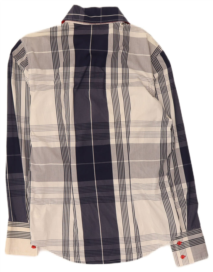 Camisa para hombre Naracamicie XS Algodón a cuadros azul marino