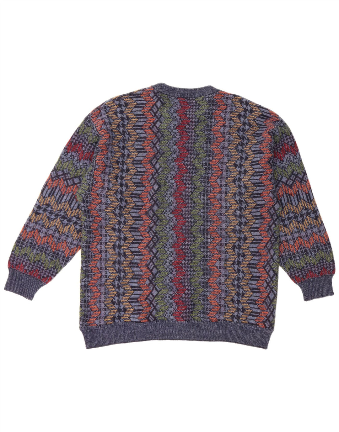 CASSAN Jersey con cuello barco para hombre IT 52 Large Lana azul marino Chevron