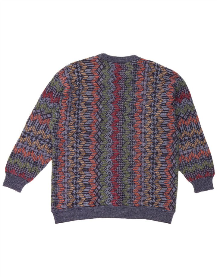 CASSAN Jersey con cuello barco para hombre IT 52 Large Lana azul marino Chevron