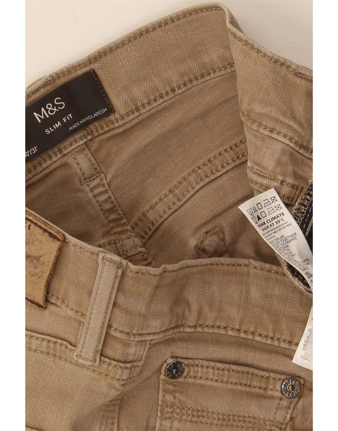 Marks & Spencer Vaqueros ajustados para hombre W30 L31 Algodón marrón