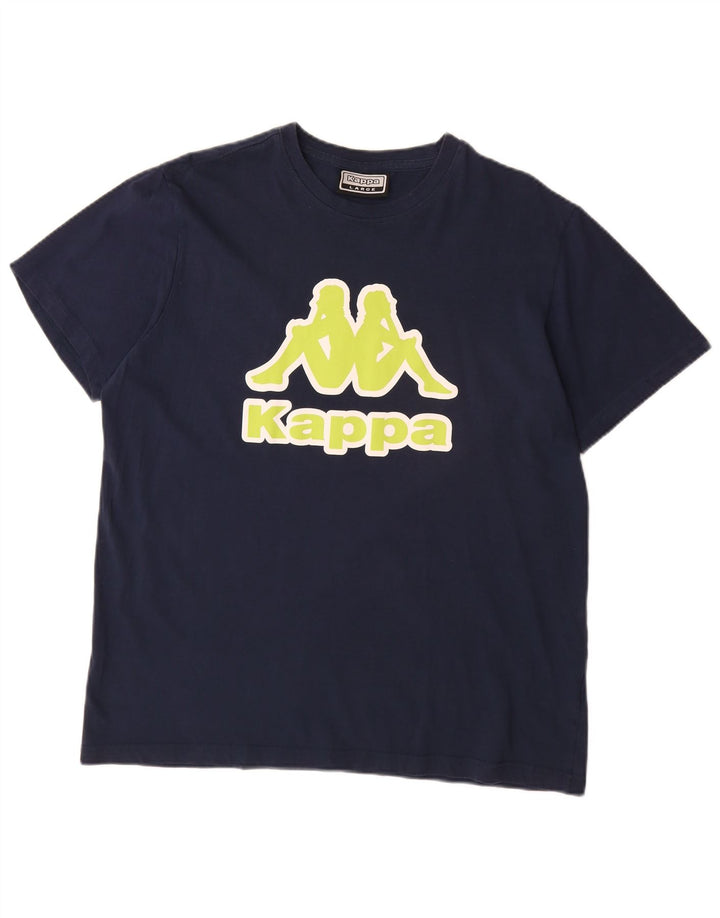 KAPPA Camiseta gráfica para hombre Top Large Azul marino Algodón
