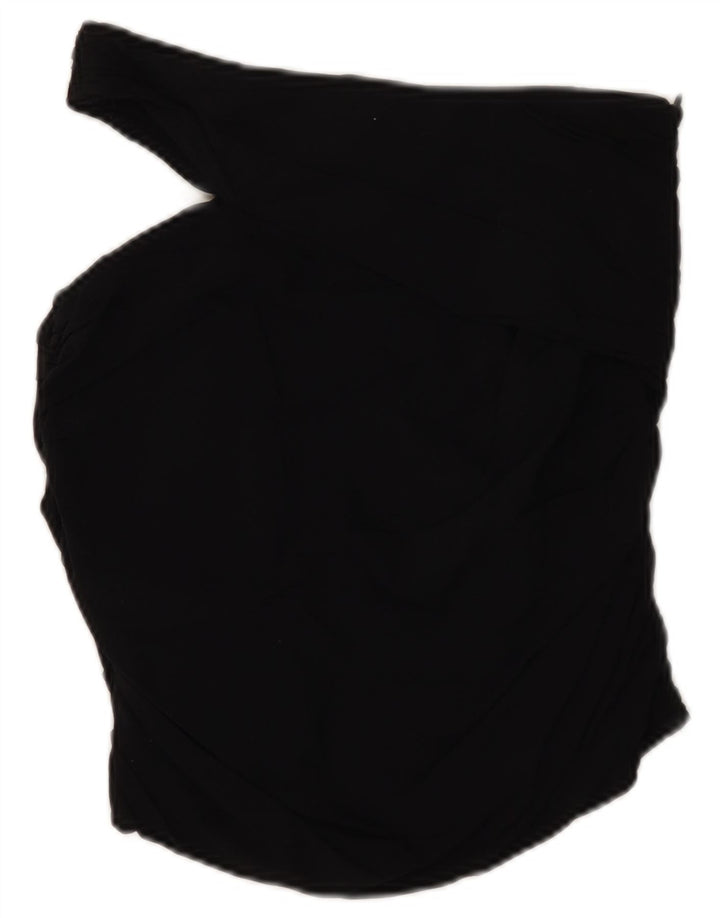Zara Top corto de un hombro para mujer UK 42 Viscosa negra mediana