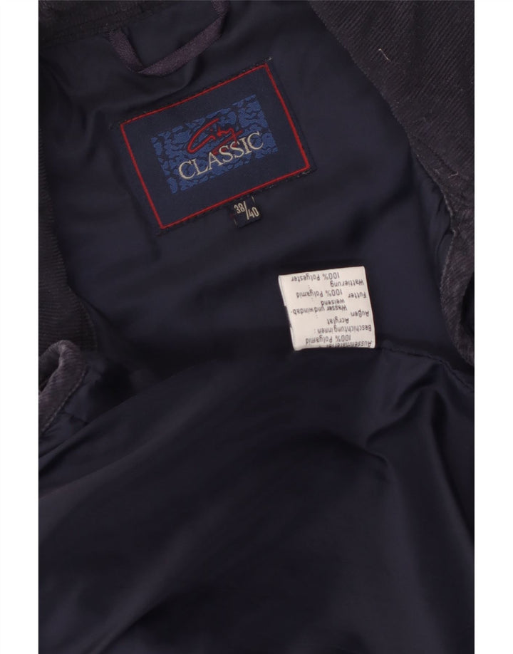 Vintage mujer suelta ajuste chaqueta acolchada EU 38/40Medium azul marino poliamida