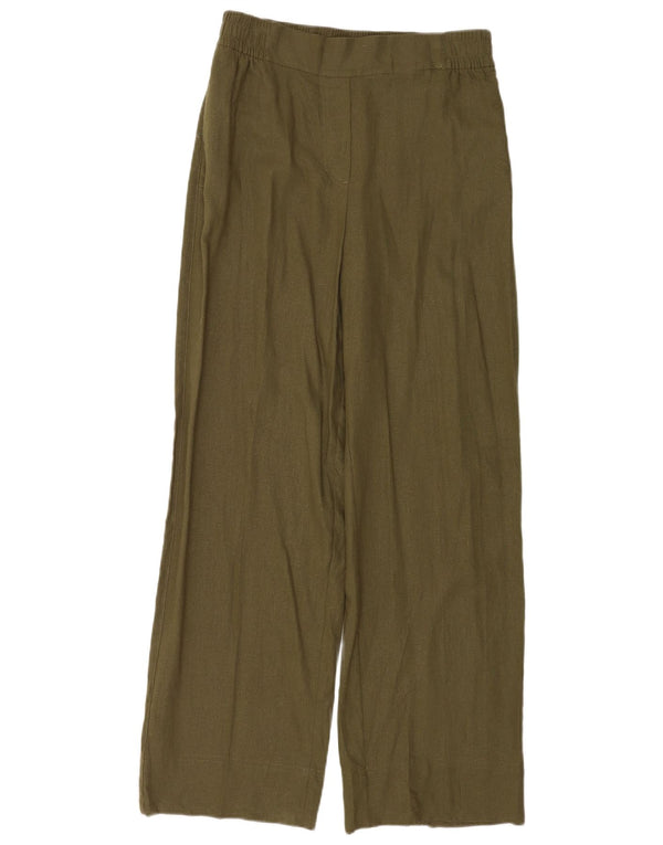 Zara Mujer Pantalones Casuales De Pierna Ancha Pequeño W26 L31 Verde