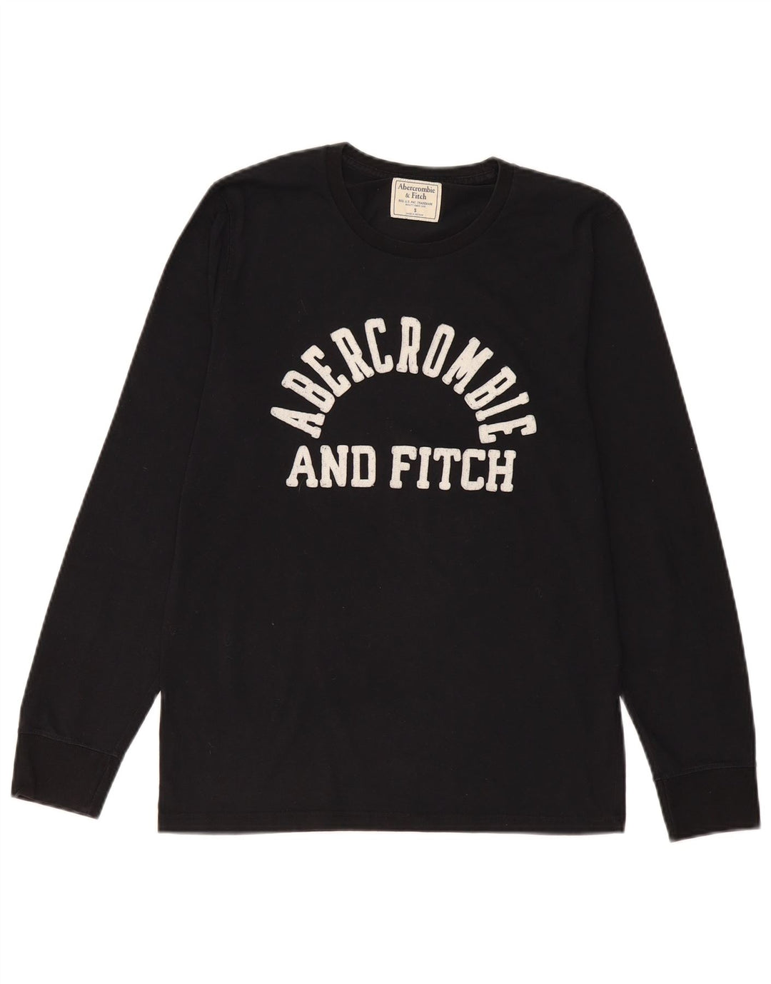 Abercrombie & Fitch Hombre Top gráfico manga larga pequeño algodón negro