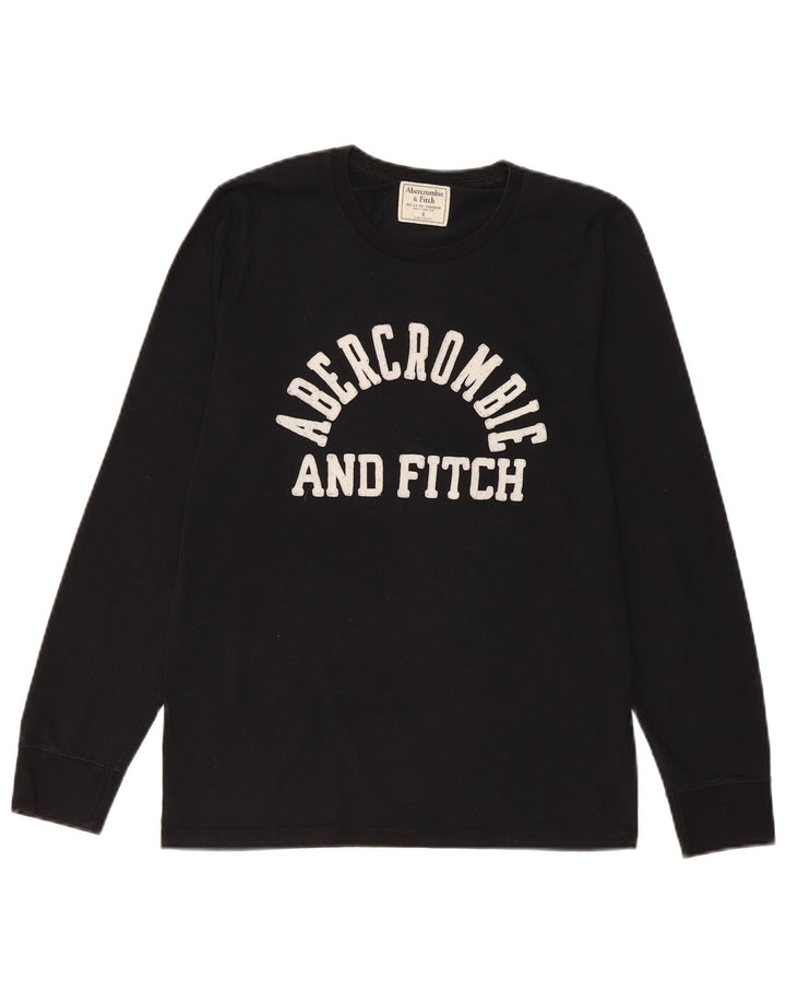 Abercrombie & Fitch Hombre Top gráfico manga larga pequeño algodón negro