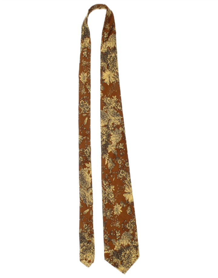 Corbata Lanvin para hombre, talla única, diseño de seda floral marrón