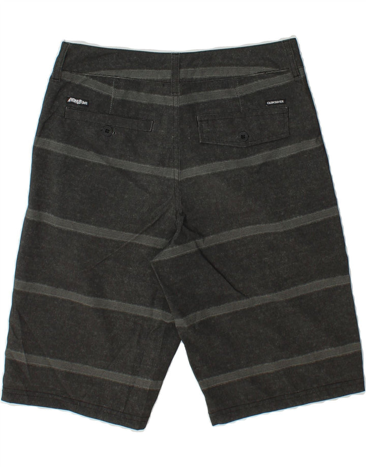 QUIKSILVER Boys Chino Shorts 15-16 Years W28 Grey Striped Polyester Vintage Quiksilver and Second-Hand Quiksilver from Messina Hembry 