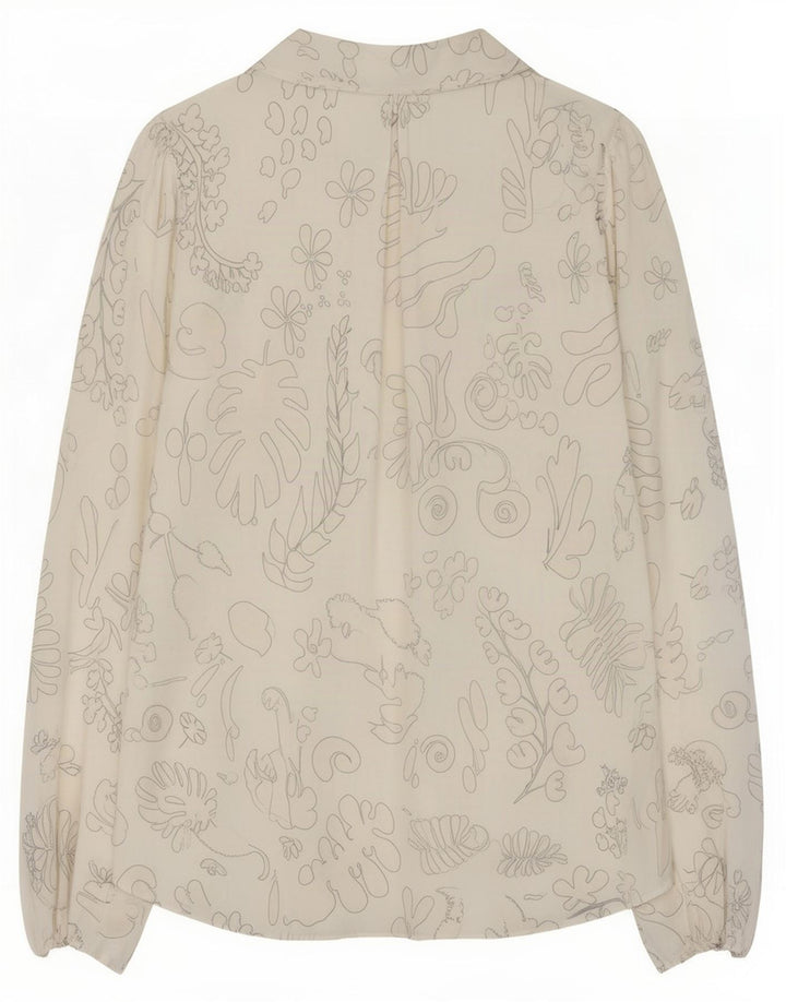 RIXO Blusa tipo jersey con pajarita para mujer, talla mediana, viscosa floral blanca, Reino Unido 44