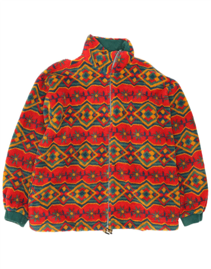 Vintage mujer chaqueta de lana de gran tamaño Reino Unido 18 XL rojo geométrico