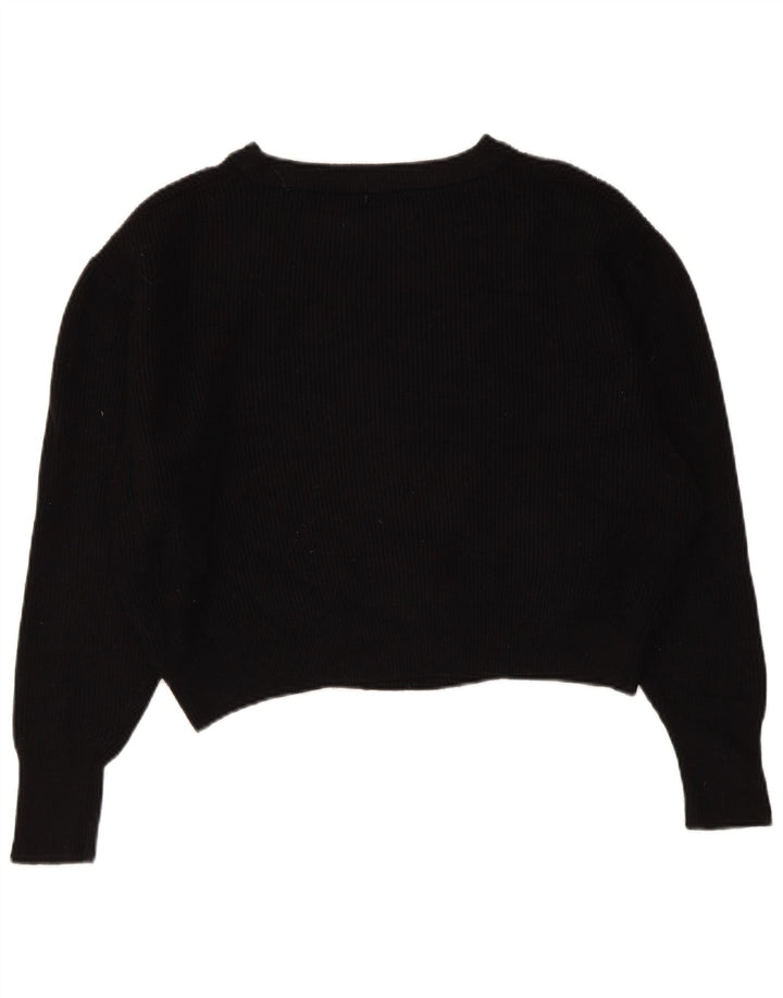 ZARA Suéter tipo jersey corto con cuello barco de gran tamaño para mujer UK 44 Mediano Negro