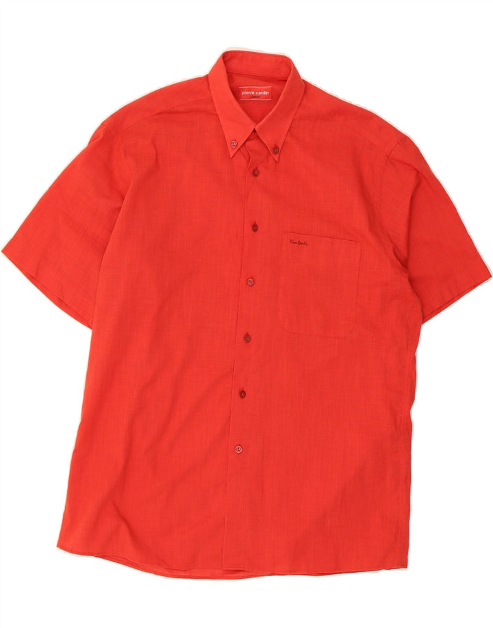PIERRE CARDIN Mens Short Sleeve Shirt Size 39 Medium Red Cotton Vintage Pierre Cardin and Second-Hand Pierre Cardin from Messina Hembry 