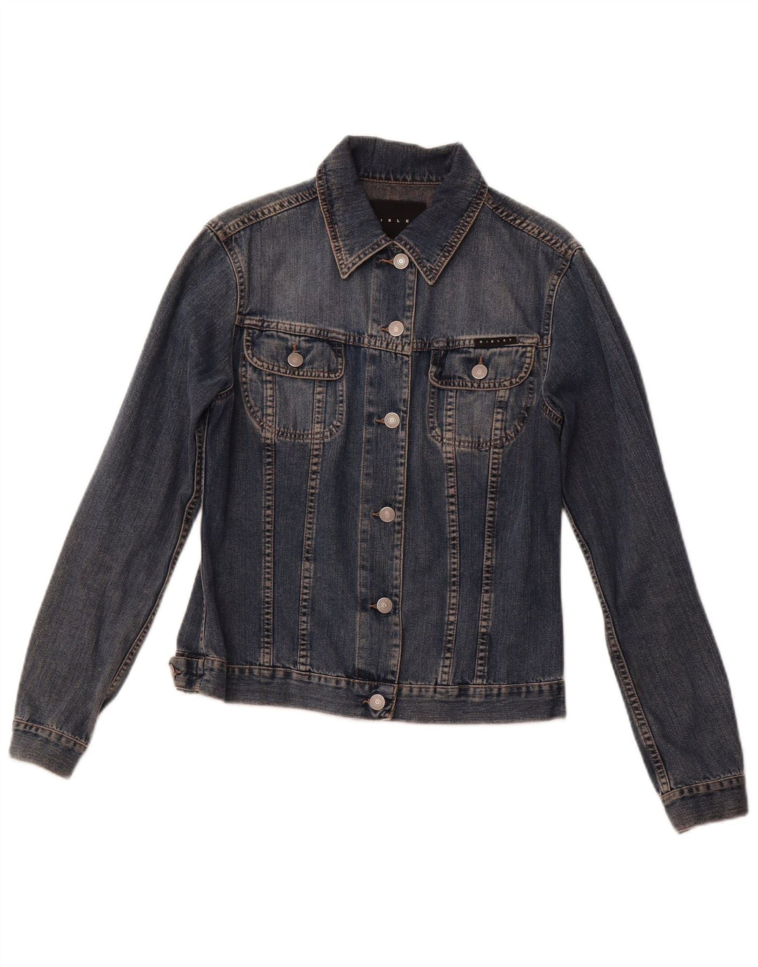 SISLEY Chaqueta vaquera para mujer UK 10 Small Azul marino Algodón