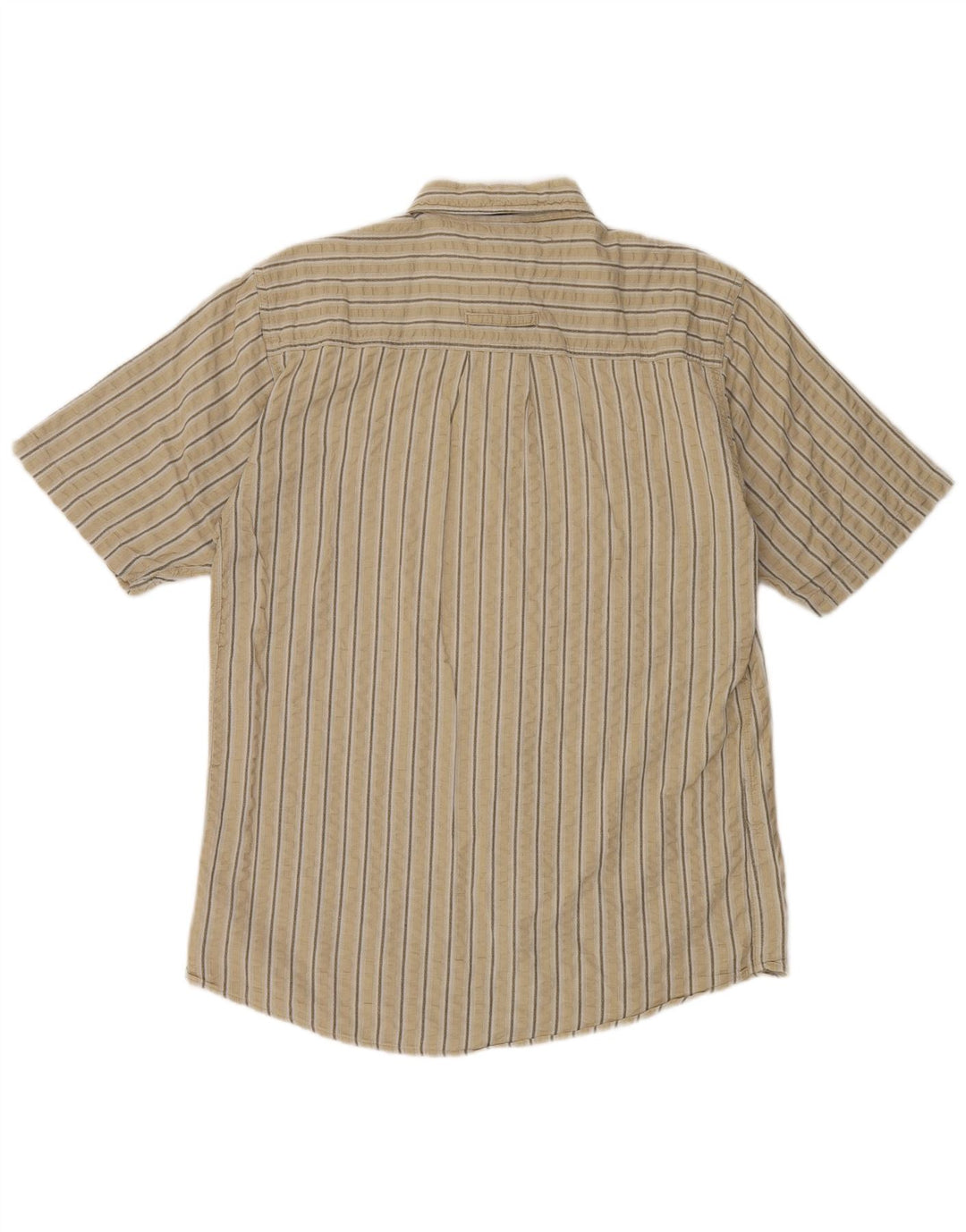 Camisa Angelo Litrico Hombre Manga Corta Algodón Rayas Beige Medio