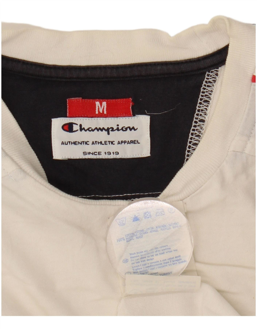 Champion Camiseta Gráfica Para Hombre Top Medium Blanco Colorblock Algodón