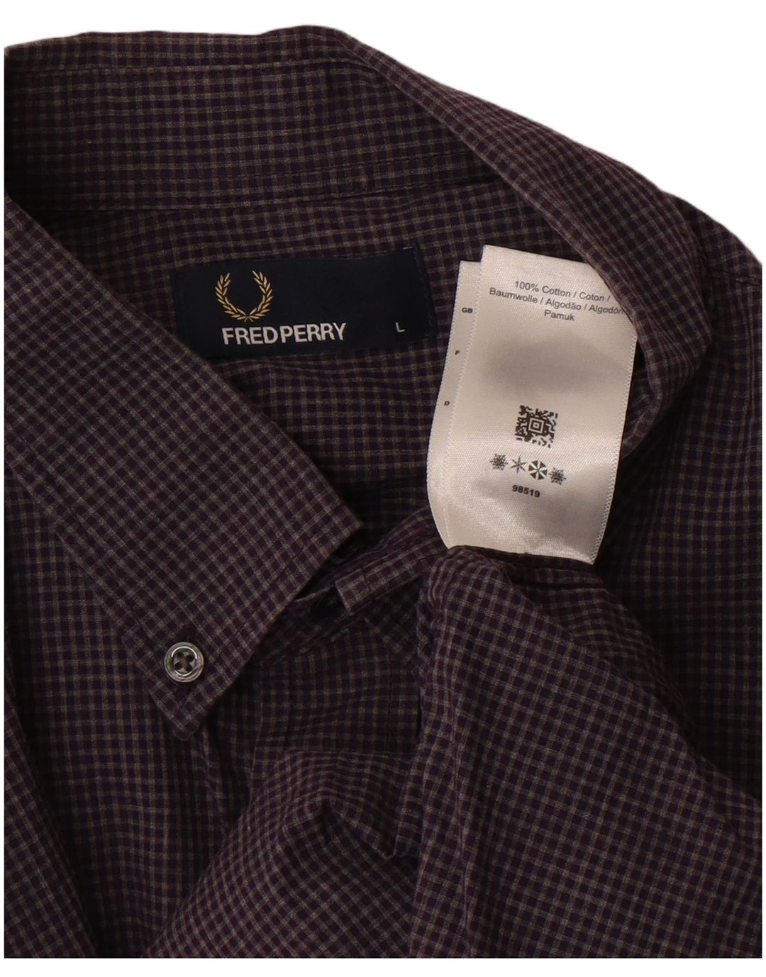 FRED PERRY Camisa para hombre grande de algodón a cuadros morado