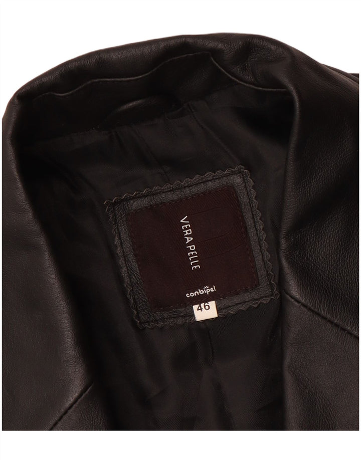 Conbipel Abrigo de cuero para hombre IT 46 Small Cuero negro