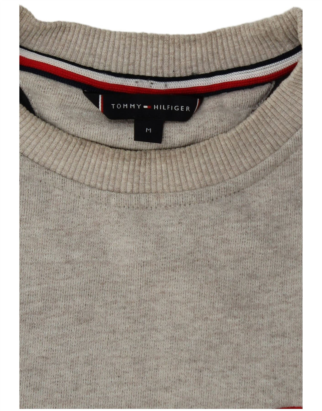 TOMMY HILFIGER Mens Graphic Sweatshirt Jumper Medium Grey Colourblock