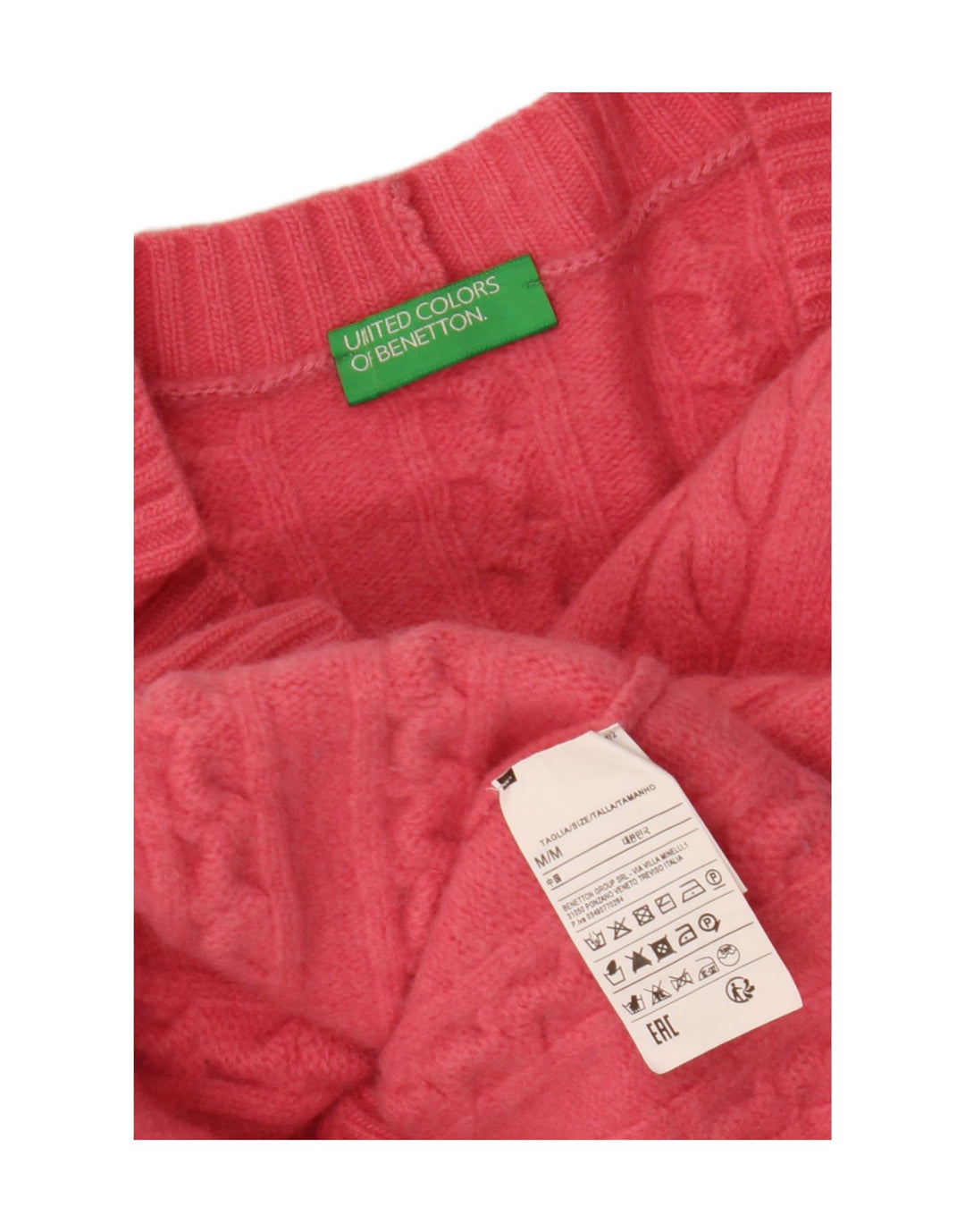 BENETTON Suéter tipo cárdigan corto para mujer Reino Unido 44 Lana rosa mediana