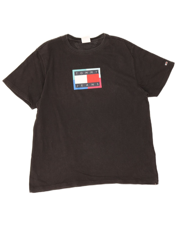 Tommy Hilfiger Camiseta gráfica para hombre Top Small Black Cotton
