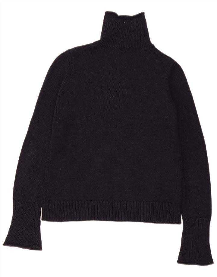 Zara Mujer Zip Neck Jumper Sweater UK 12 Medium Negro Poliéster